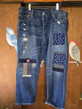 Levis 501 with Boro Patches W 31 (Actual 34"x 25")